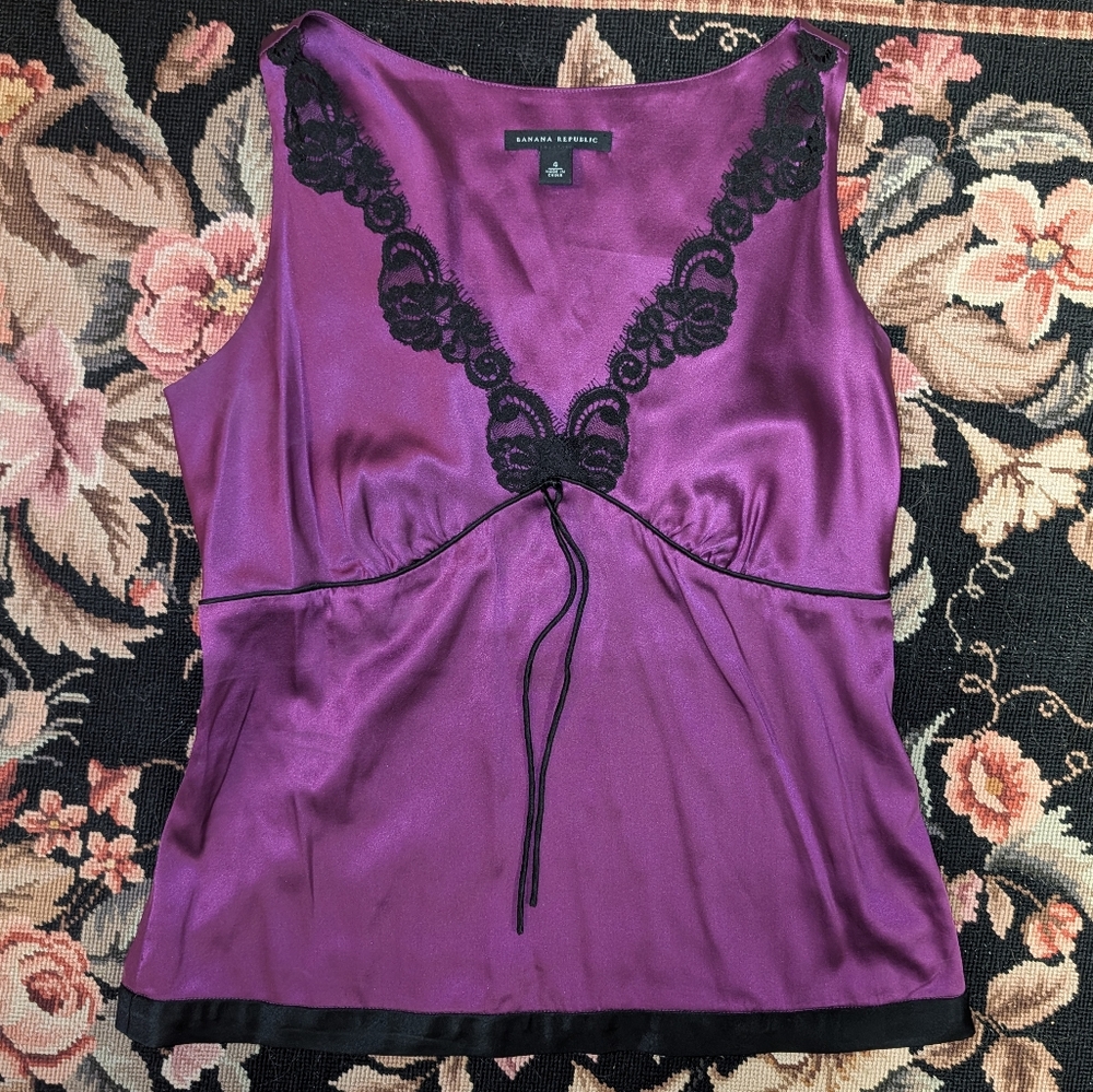 VTG Banana Republic Purple Satin Tank
